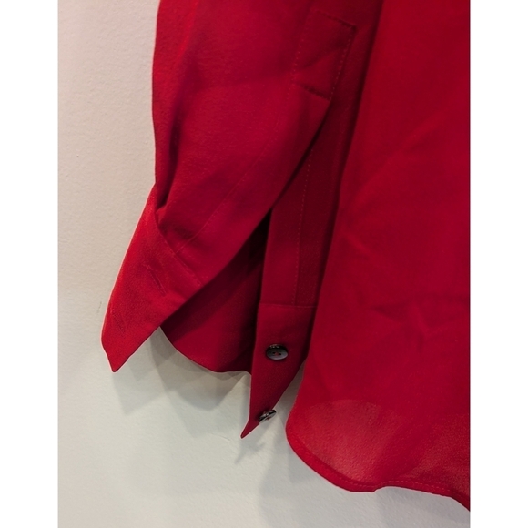 Derek Lam 10 Crosby Red 100% Silk Wrap Blouse Size 0 - Picture 4 of 7